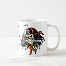 Skull Pirate with Sword and Hook by Al Rio Mug