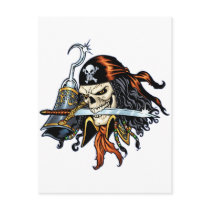 Skull Pirate with Sword and Hook by Al Rio Post Card