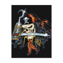 Skull Pirate with Sword and Hook by Al Rio Post Card
