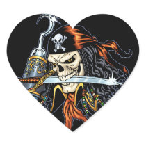 Skull Pirate with Sword and Hook by Al Rio Sticker