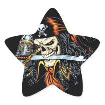 Skull Pirate with Sword and Hook by Al Rio Sticker