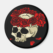 Skull roses fridge magnets