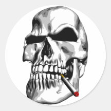 Skull Smoking Round Sticker