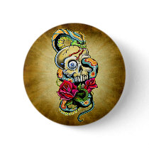Skull Snake Roses Design Pins