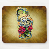 Skull Snake Roses Design Mouse Pads