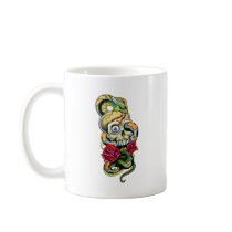 Skull Snake Roses Design Mugs