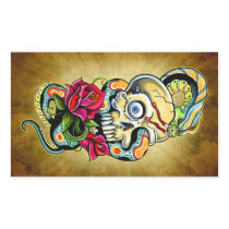 Skull Snake Roses Design Rectangular Sticker