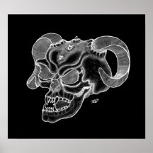 Skull Teufelschädel schwarz weiß Zeichnung Posterdrucke