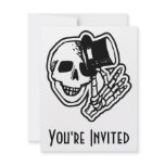 Skull Top Hat Gentleman B&W Invitation