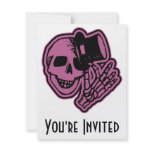Skull Top Hat Gentleman Pink invitations