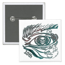 Skull Warrior 10th Birthday Gifts Buttons