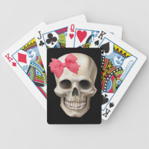 Skull With A Pink Bow Bicycle Poker Deck