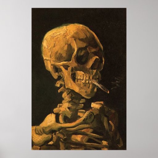 Skull with Cigarette Poster  Print