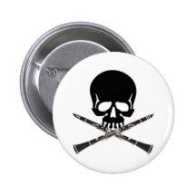 Skull with Clarinets and Crossbones Button