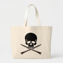 Skull with Clarinets and Crossbones Canvas Bag