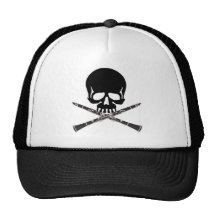 Skull with Clarinets and Crossbones Mesh Hats