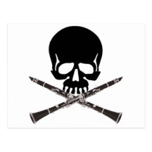 Skull with Clarinets and Crossbones Post Cards