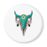 Skull with Feathers Fridge Magnet