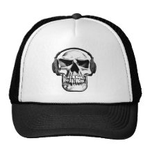 Skull with Headphones Mesh Hat