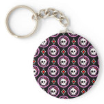 Skull with heart and bow design keychains