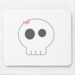 Skull with pink butterfly mousepads