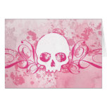 Skull with Pink Splatters and Swirls cards