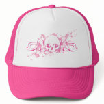 Skull with Pink Splatters and Swirls hats