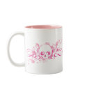 Skull with Pink Splatters and Swirls mugs