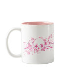 Skull with Pink Splatters and Swirls mugs