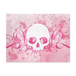 Skull with Pink Splatters and Swirls postcards