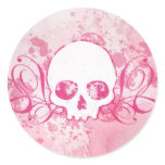 Skull with Pink Splatters and Swirls stickers