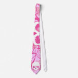 Skull with Pink Splatters and Swirls ties