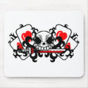 skull with sword and playing cards mousepads
