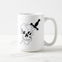 skull with sword coffee mug