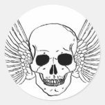 Skull with Wings Round Stickers