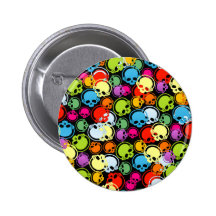 SKULLS AND HEADPHONES COLLAGE PINBACK BUTTONS