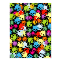 SKULLS AND HEADPHONES COLLAGE POSTCARD