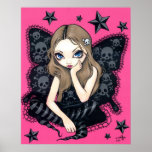 Skulls And Stars Art Print pink gothic fairy