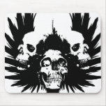 Skulls and Wing - Black mousepads