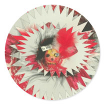 Skulls red round stickers