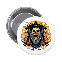 Skulls, Vampires and Bats customisable by Al Rio. Pinback Button