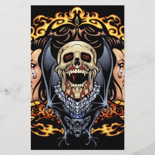 Skulls, Vampires and Bats Gothic Design by Al Rio Personalized Flyer