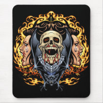 Skulls, Vampires and Bats Gothic Design by Al Rio Mouse Pad