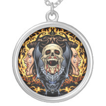 Skulls, Vampires and Bats Gothic Design by Al Rio Necklace