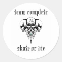 Skullz, team complete, skate or die round stickers