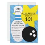 Sky Blue Bowling Bash Bowling Birthday Party Personalised Announcements