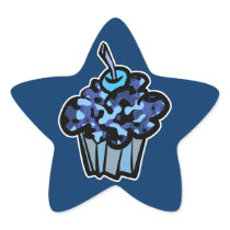 sky blue camouflage cupcake star stickers