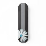 Sky Blue Floral Racing Tribal Daisy Tattoo Pattern skateboards