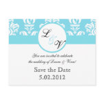 Sky Blue Ornate Wedding postcards