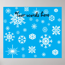 Sky blue snowflakes pattern poster